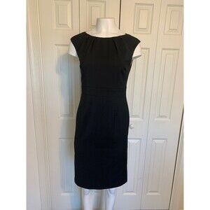 Boden Black Wool Midi Cap Sleeve Sheath Dress Size 6